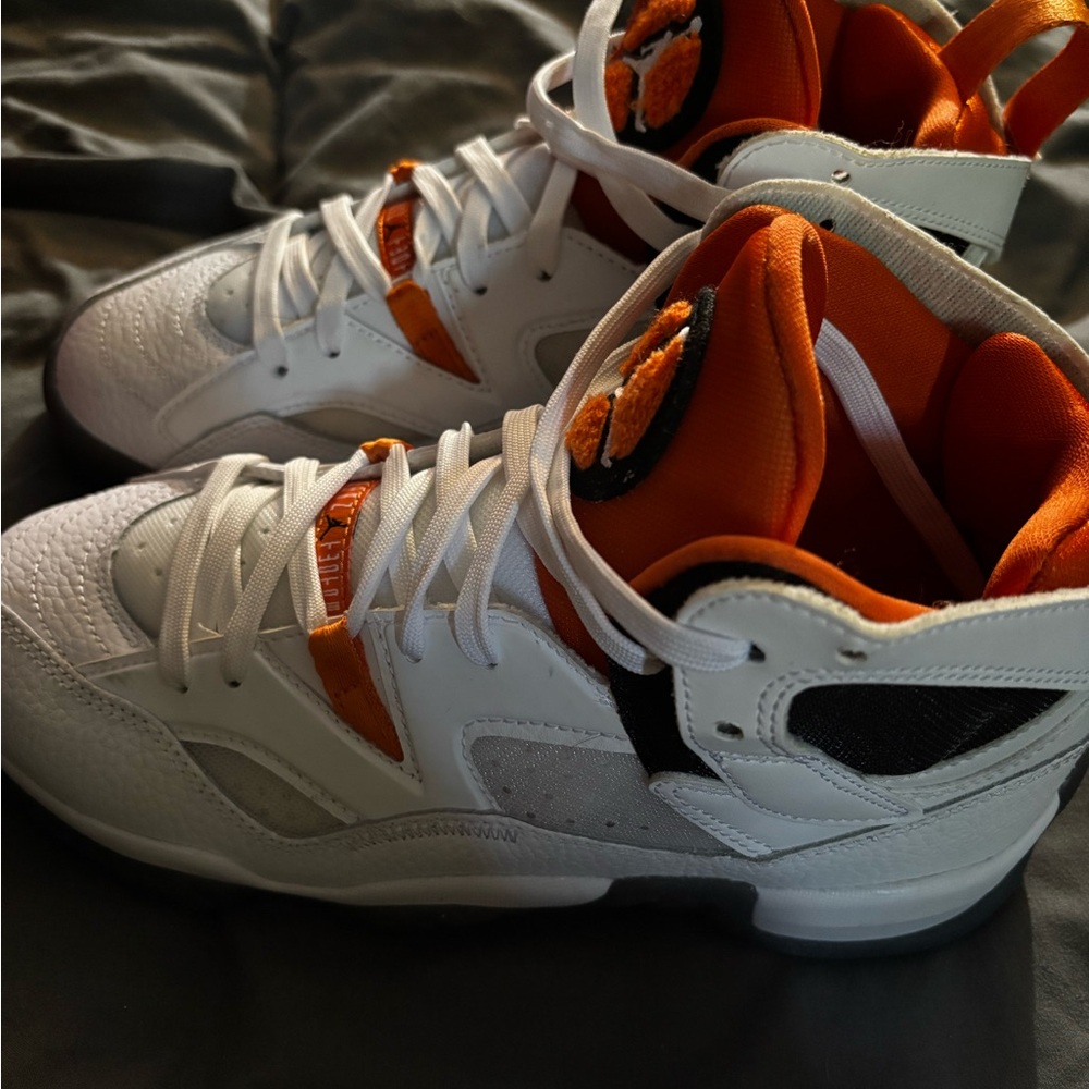 Kids White and Orange Athletic Shoes